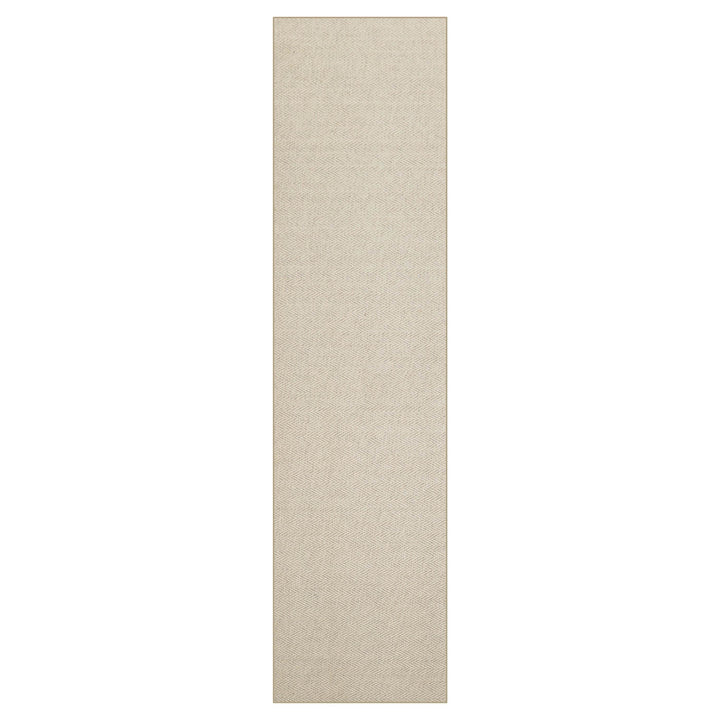 Multi Size Beige Ivory Color Hand Woven Herringbone New Zealand Wool Contemporary Oriental Rug