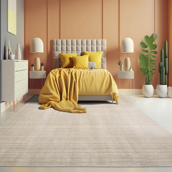 Multi Size Beige Gray Color Hand Woven Textured New Zealand Wool Contemporary Oriental Rug
