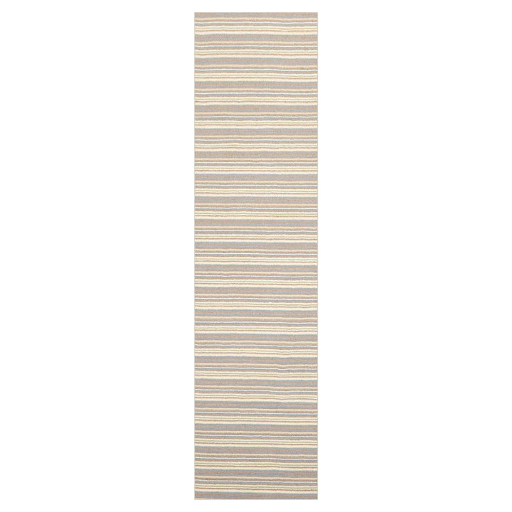 Multi Size Ivory Taupe Blue Color Hand Tufted Striped New Zealand Wool Contemporary Oriental Rug