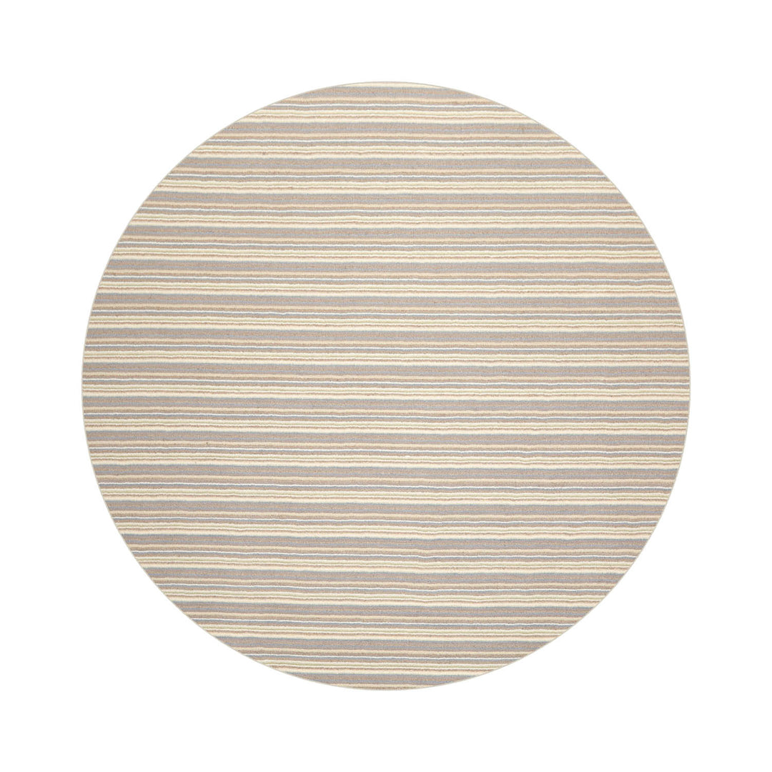 Multi Size Ivory Taupe Blue Color Hand Tufted Striped New Zealand Wool Contemporary Oriental Rug