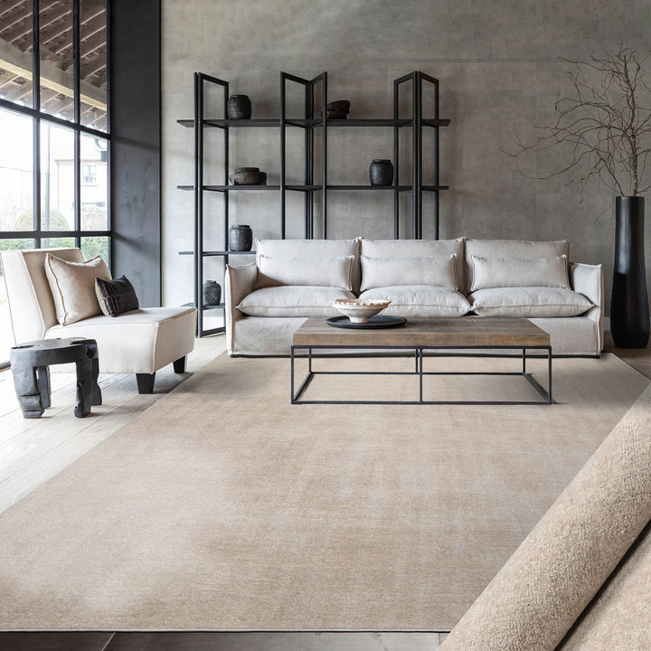 Multi Size Taupe Color Hand Tufted Textured New Zealand Wool Contemporary Oriental Rug