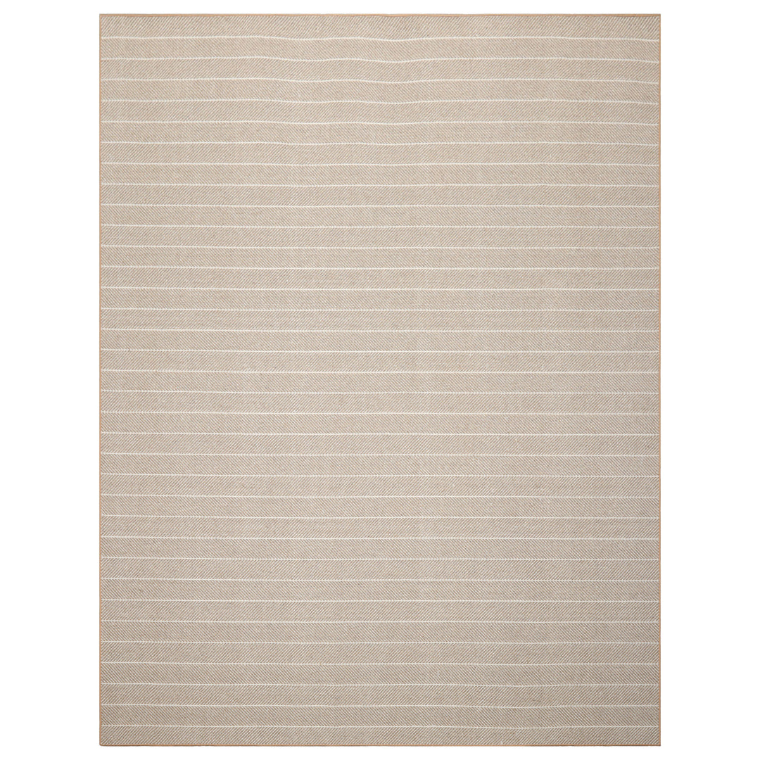 Multi Size Tan Ivory Color Hand Woven Herringbone New Zealand Wool Contemporary Oriental Rug
