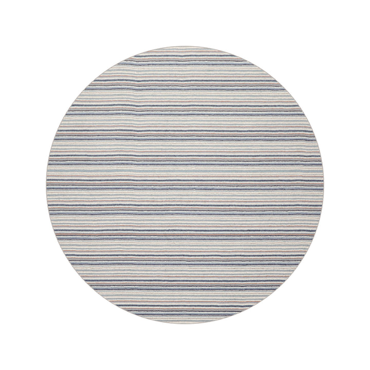 Multi Size Ivory Gray Blue Color Hand Tufted Striped New Zealand Wool Contemporary Oriental Rug