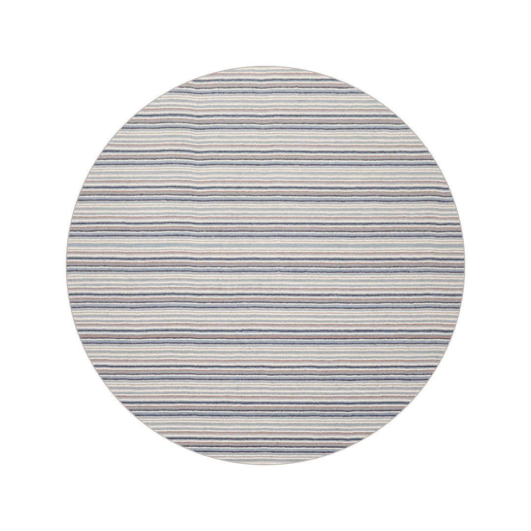 Multi Size Ivory Gray Blue Color Hand Tufted Striped New Zealand Wool Contemporary Oriental Rug