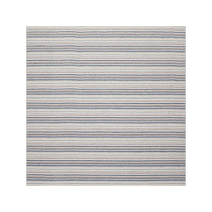 Multi Size Ivory Gray Blue Color Hand Tufted Striped New Zealand Wool Contemporary Oriental Rug