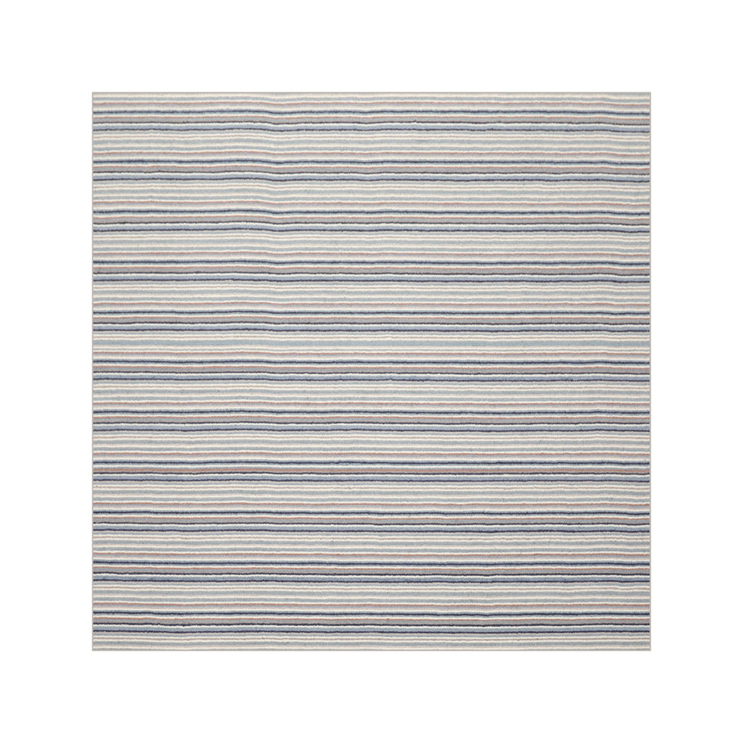Multi Size Ivory Gray Blue Color Hand Tufted Striped New Zealand Wool Contemporary Oriental Rug