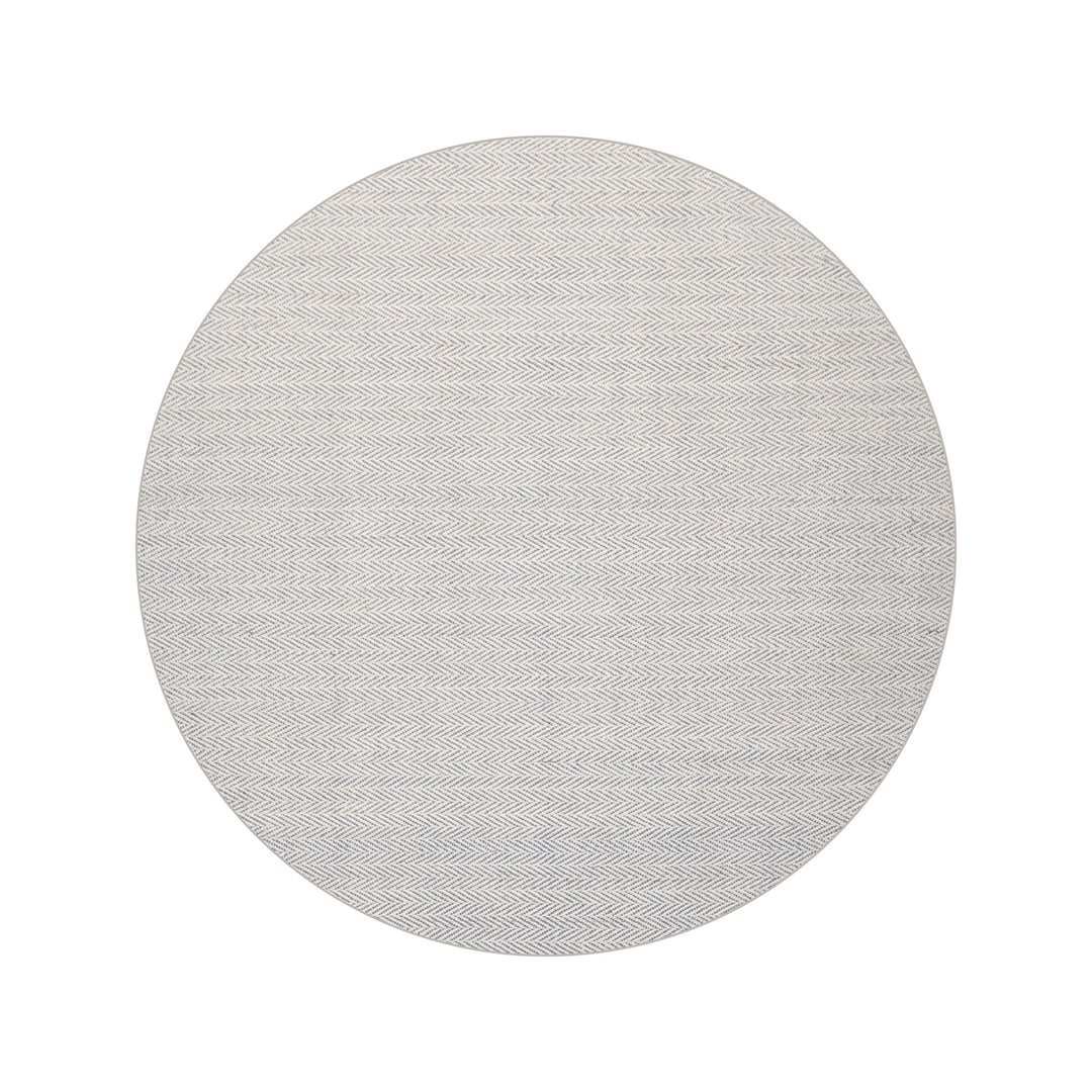 Multi Size Ivory Navy Color Hand Woven Herringbone New Zealand Wool Contemporary Oriental Rug