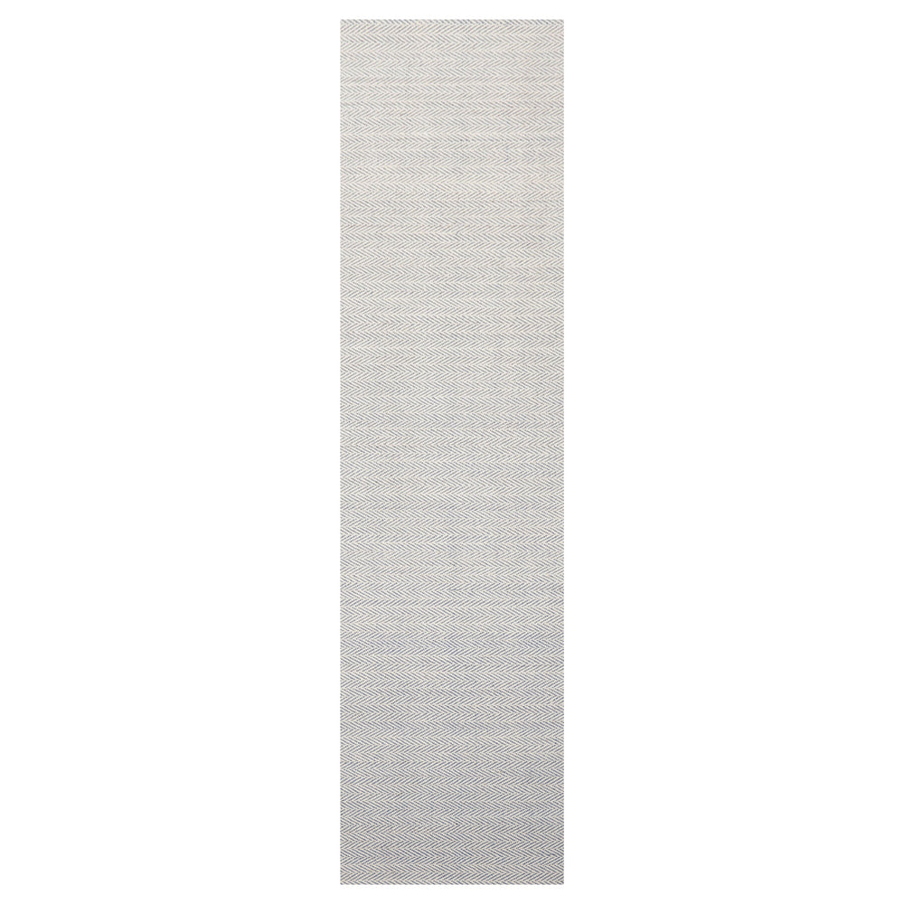 Multi Size Ivory Navy Color Hand Woven Herringbone New Zealand Wool Contemporary Oriental Rug