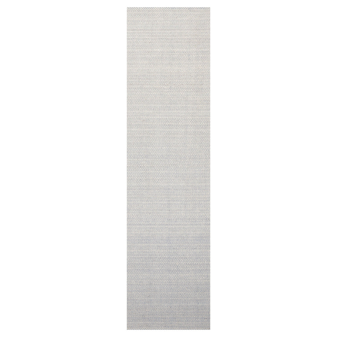 Multi Size Ivory Navy Color Hand Woven Herringbone New Zealand Wool Contemporary Oriental Rug