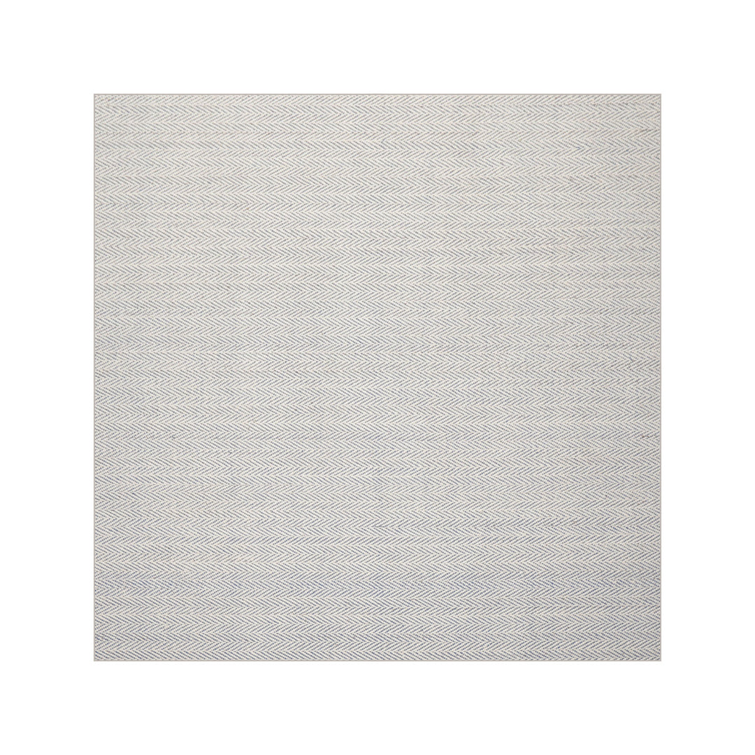 Multi Size Ivory Navy Color Hand Woven Herringbone New Zealand Wool Contemporary Oriental Rug