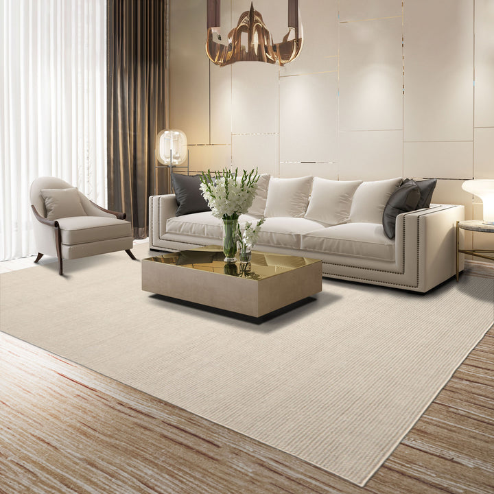 Multi Size Beige Color Hand Tufted Textured New Zealand Wool Contemporary Oriental Rug