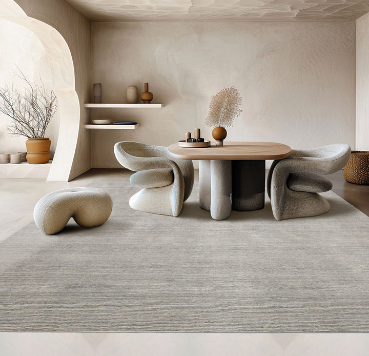 Multi Size Beige Gray Color Hand Tufted Textured New Zealand Wool Contemporary Oriental Rug