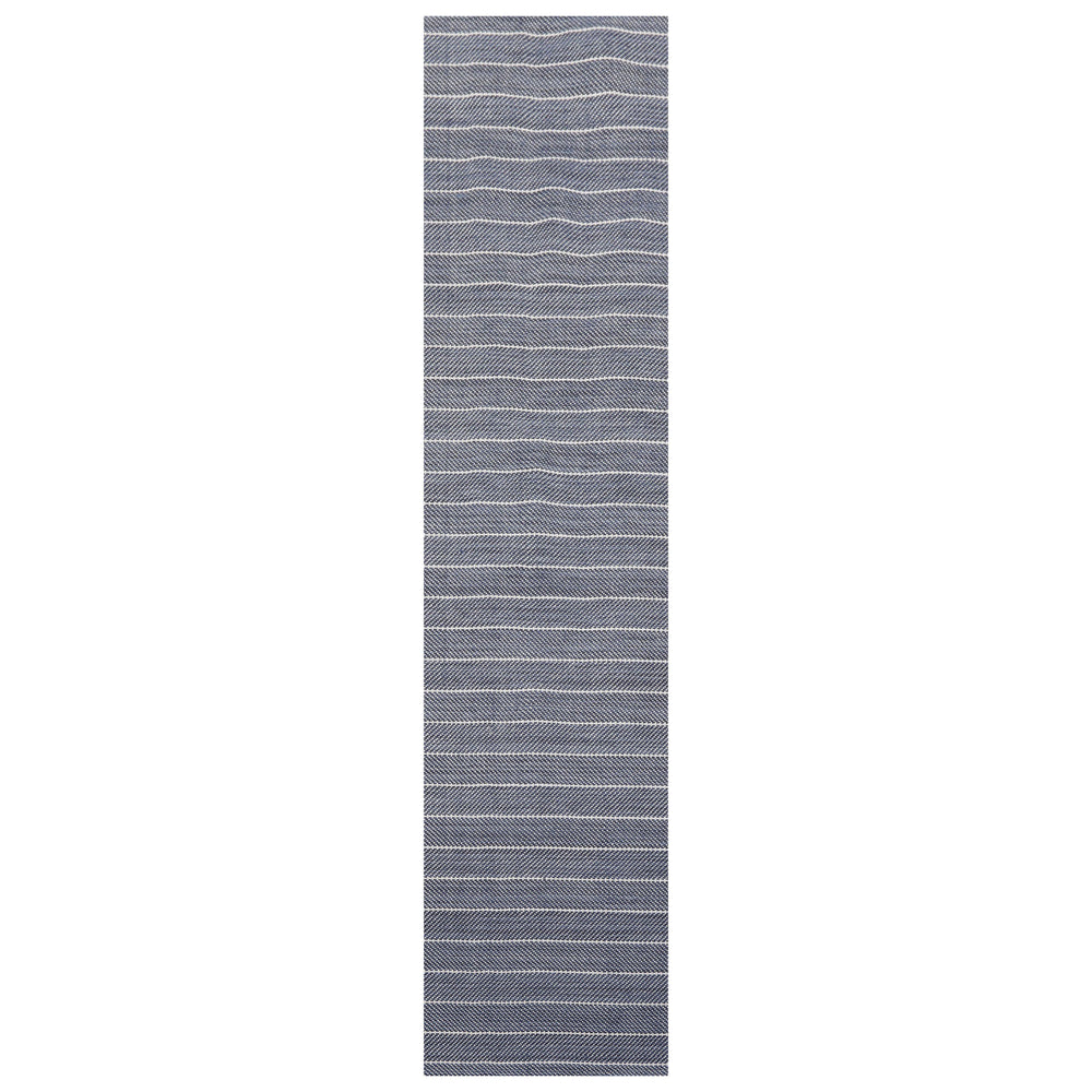 Multi Size Navy Gray Color Hand Woven Herringbone New Zealand Wool Contemporary Oriental Rug