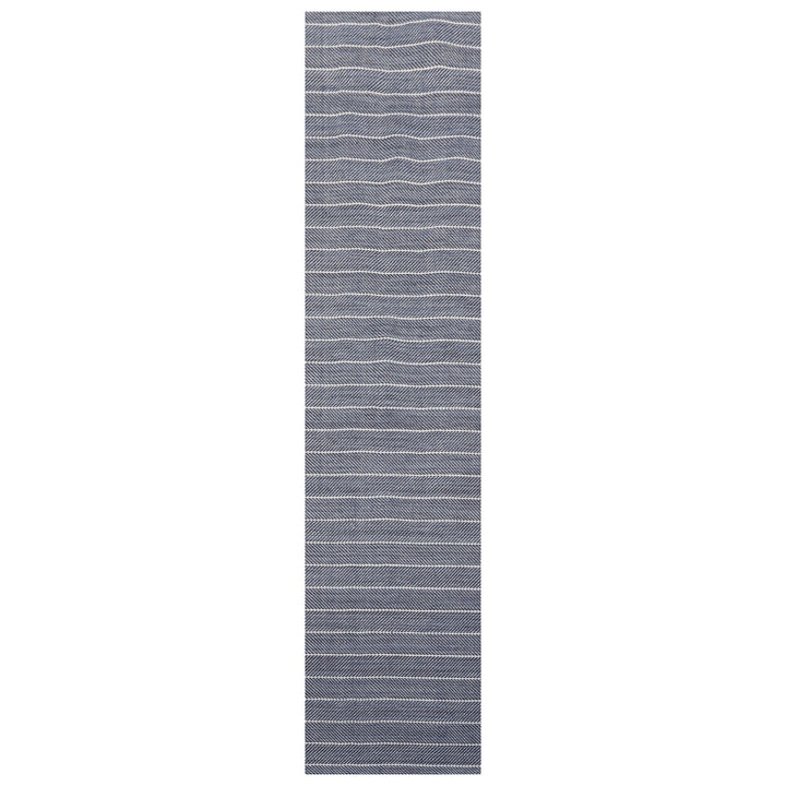 Multi Size Navy Gray Color Hand Woven Herringbone New Zealand Wool Contemporary Oriental Rug