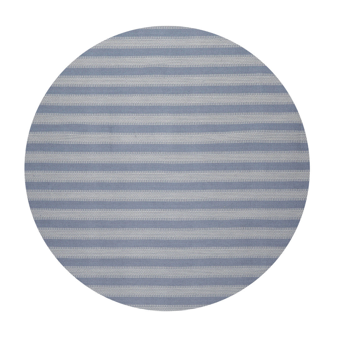 Multi Size Tone on Tone Blue Color Hand Woven Striped New Zealand Wool Modern Oriental Rug