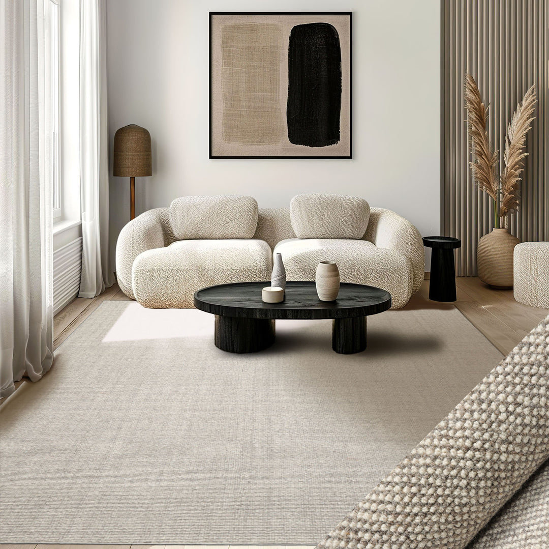 Multi Size Ivory Gray Color Hand Tufted Herringbone New Zealand Wool Modern Oriental Rug