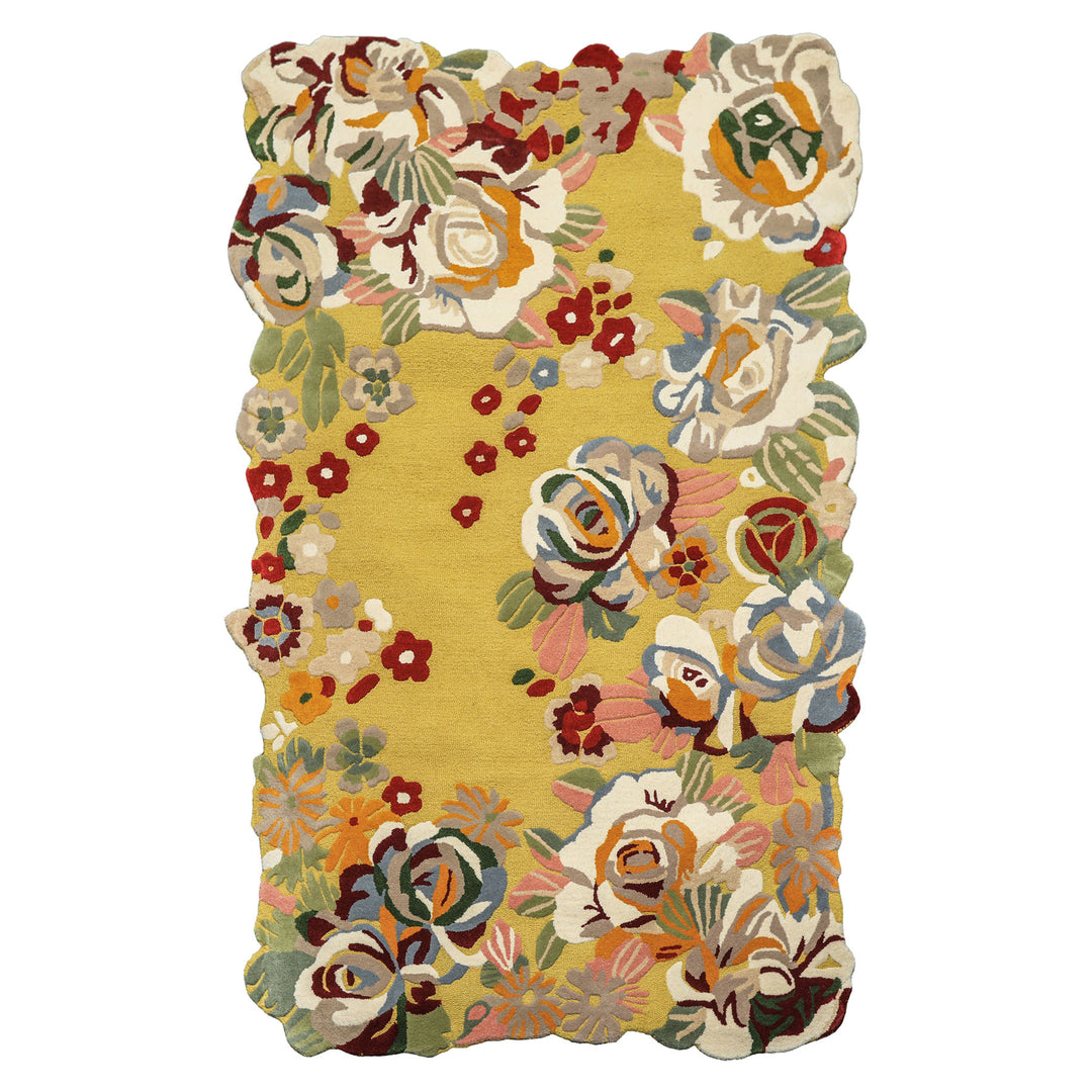 Multi Size Lime Ivory Taupe Color Hand Tufted Irregular Rug Wool Modern & Contemporary Oriental Rug