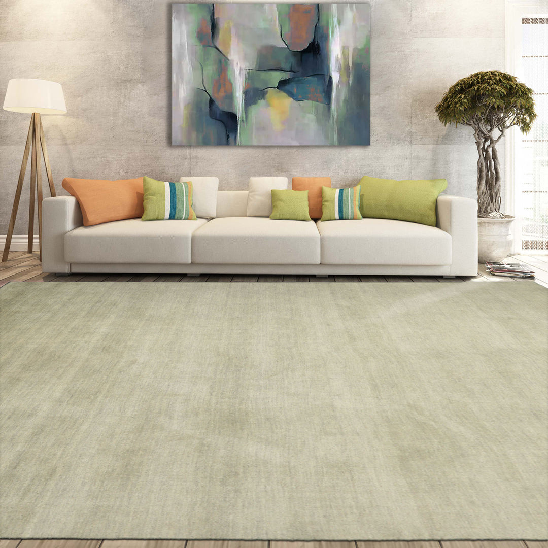 9x12 Moss Color Hand Loomed Handmade Wool Contemporary Oriental Rug