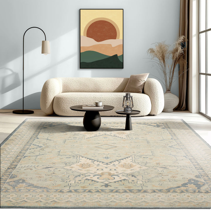 9x12 Mint Ivory Beige Color Hand Knotted Handmade Wool Traditional Oriental Rug