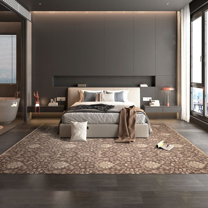 10x14 Brown, Ivory, Beige Color Hand Knotted Flatweave Wool Transitional Oriental Rug