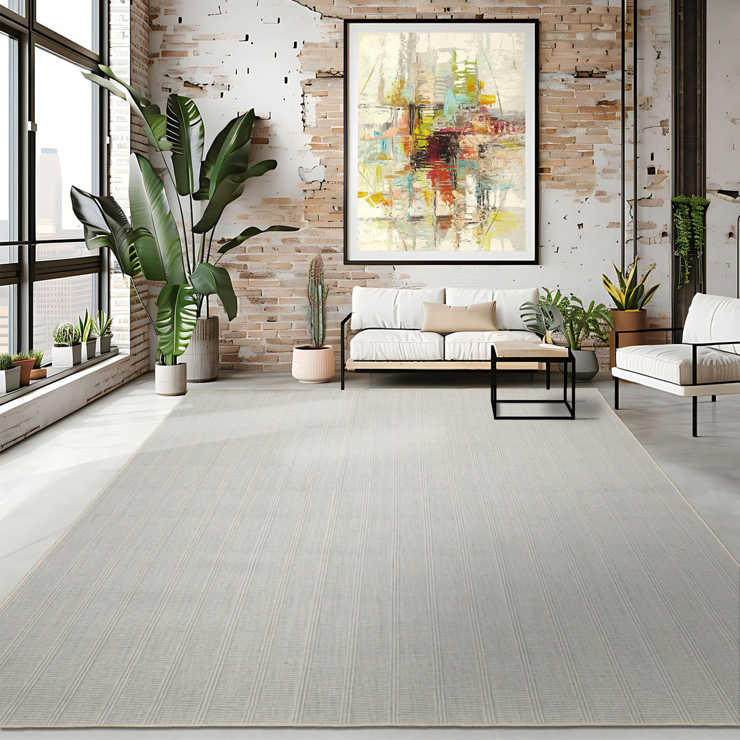 Multi Size Ivory  Light Blue Color Hand Loomed Flatweave Wool Modern Oriental Rug