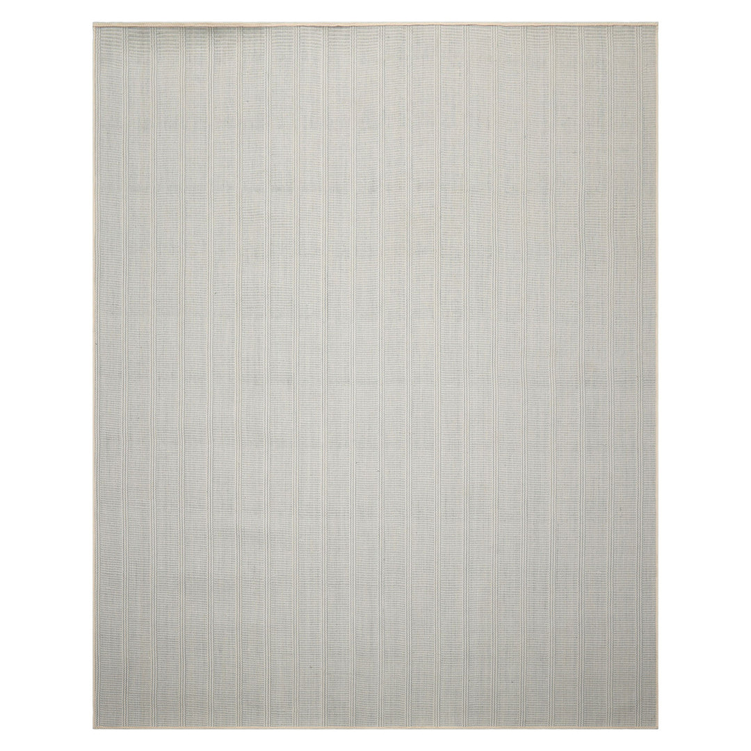 Multi Size Ivory  Light Blue Color Hand Loomed Flatweave Wool Modern Oriental Rug