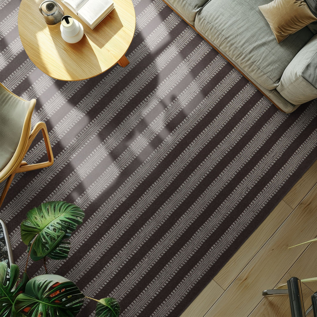 Multi Size Chocolate Ivory Color Hand Woven Flatweave Wool Modern Oriental Rug