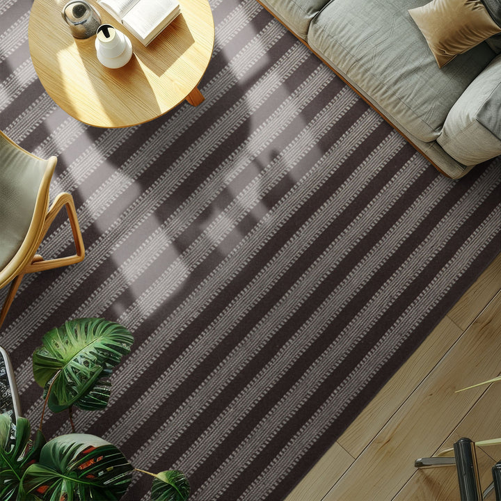Multi Size Chocolate Ivory Color Hand Woven Flatweave Wool Modern Oriental Rug