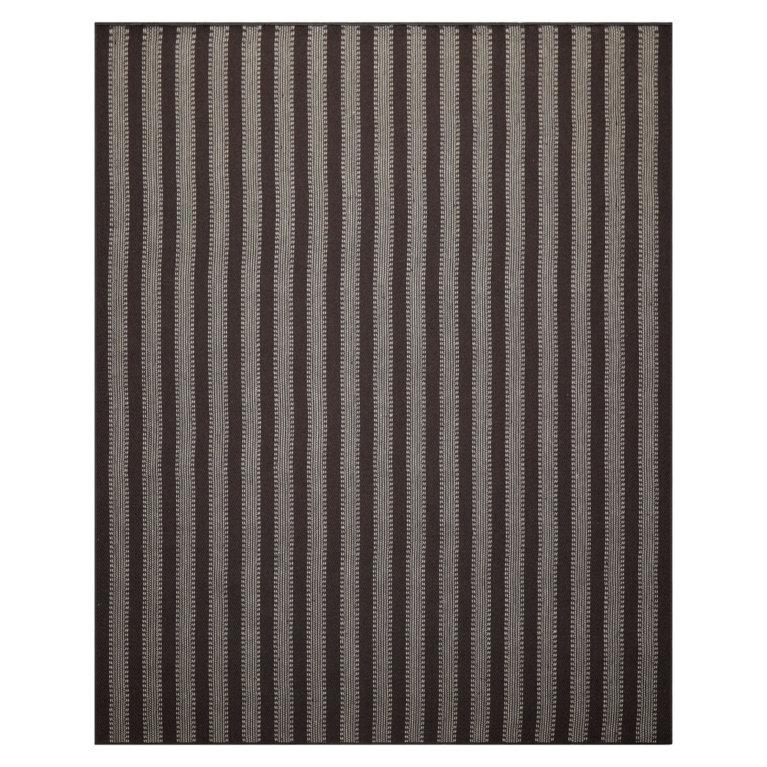 Multi Size Chocolate Ivory Color Hand Woven Flatweave Wool Modern Oriental Rug