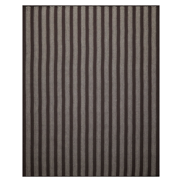 Multi Size Chocolate Ivory Color Hand Woven Flatweave Wool Modern Oriental Rug