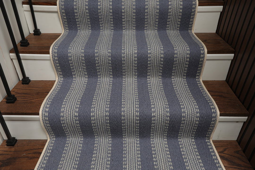 Multi Size Denim Ivory Color Hand Loomed Flatweave Wool Modern Oriental Rug