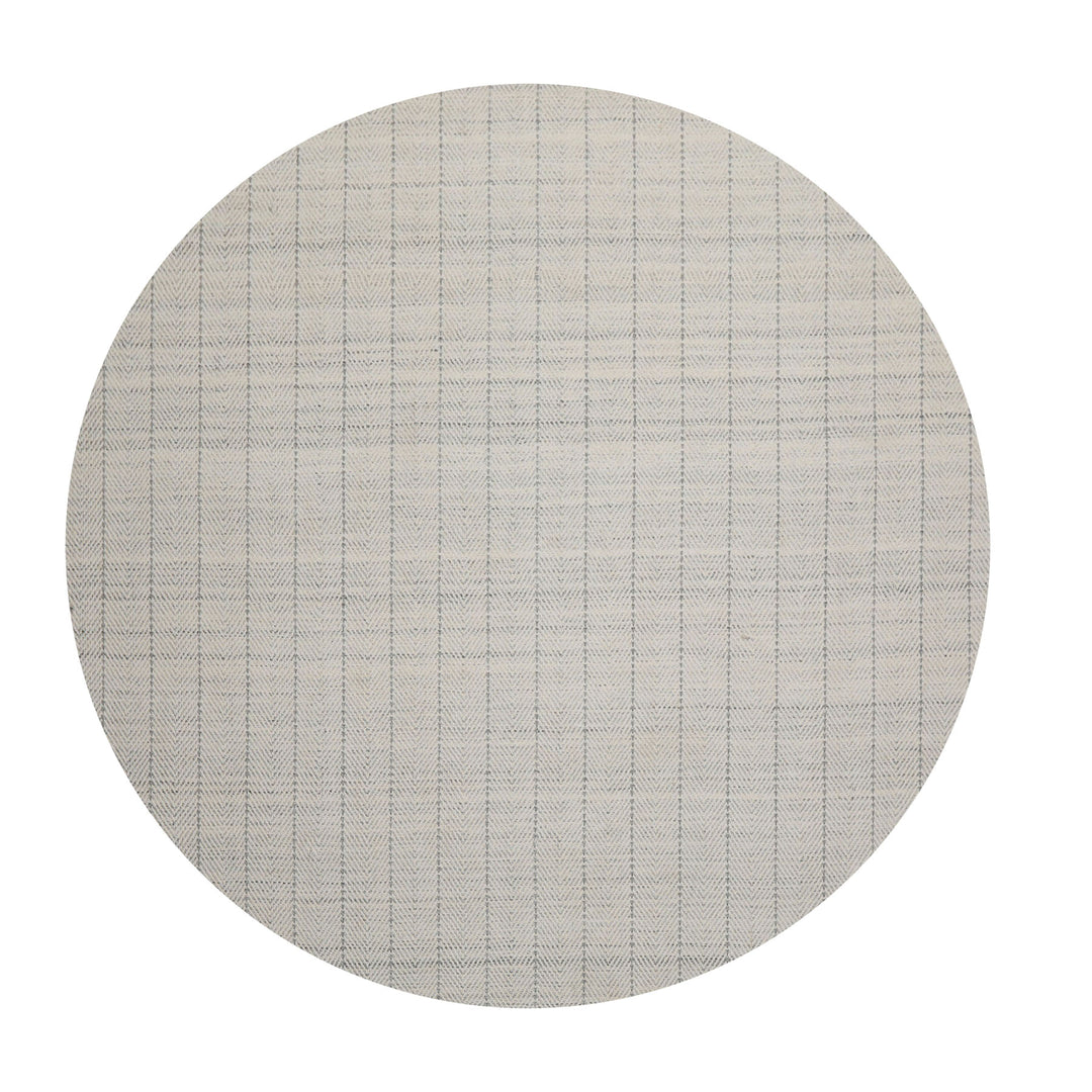 Multi Size Ivory  Gray Color Hand Loomed Flatweave Wool Contemporary Oriental Rug