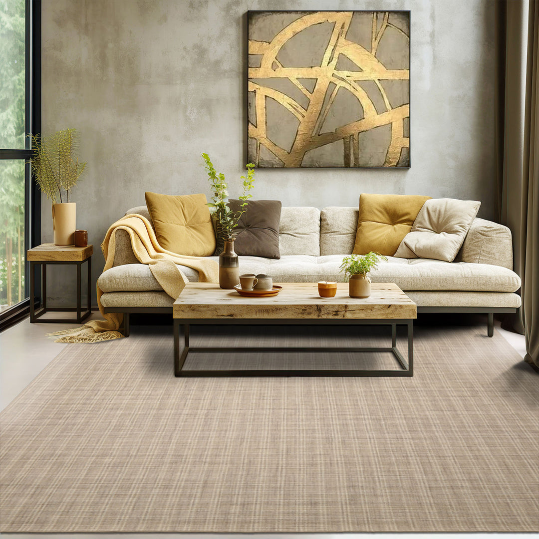 Multi Size Beige Ivory Taupe Color Hand Loomed Flatweave Wool Modern Oriental Rug
