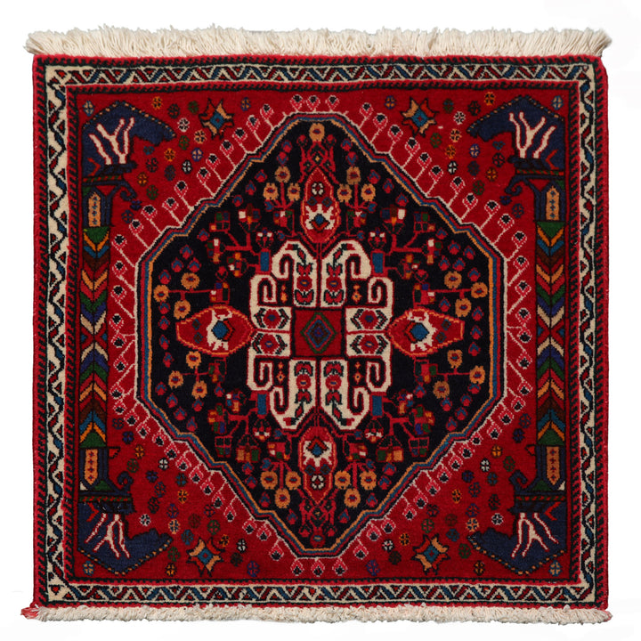Square Navy, Red, Blue Color Hand Knotted Chagaei Wool Traditional Oriental Rug