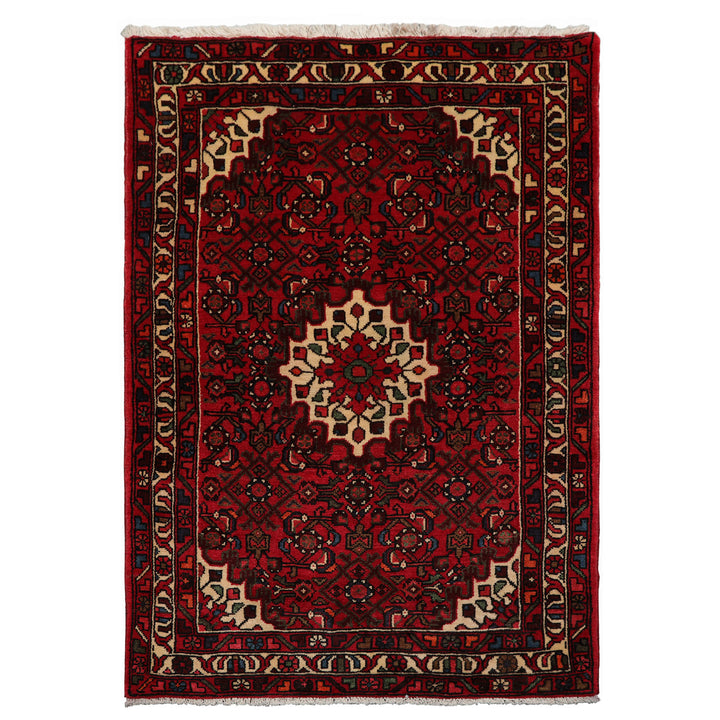 3x5 Rust, Ivory, Red Color Hand Knotted Abadeh Wool Traditional Oriental Rug