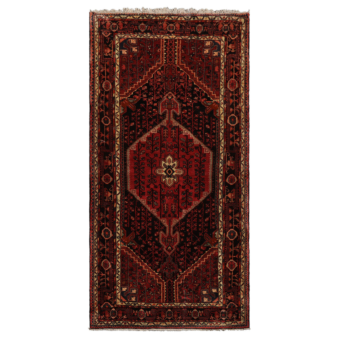 5x10 Rust, Ivory, Charcoal Color Hand Knotted Malayer Wool Traditional Oriental Rug