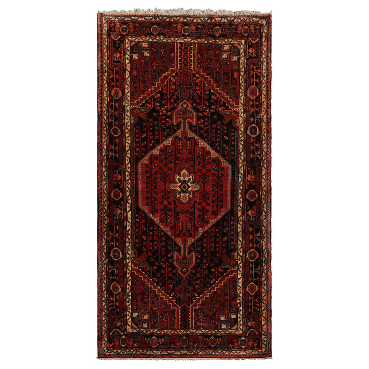 5x10 Rust, Ivory, Charcoal Color Hand Knotted Malayer Wool Traditional Oriental Rug
