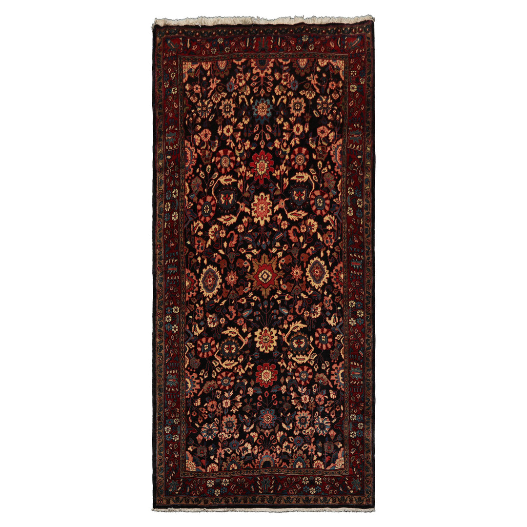 5x11 Midnight Blue, Rust, Ivory Color Hand Knotted Malayer Wool Traditional Oriental Rug