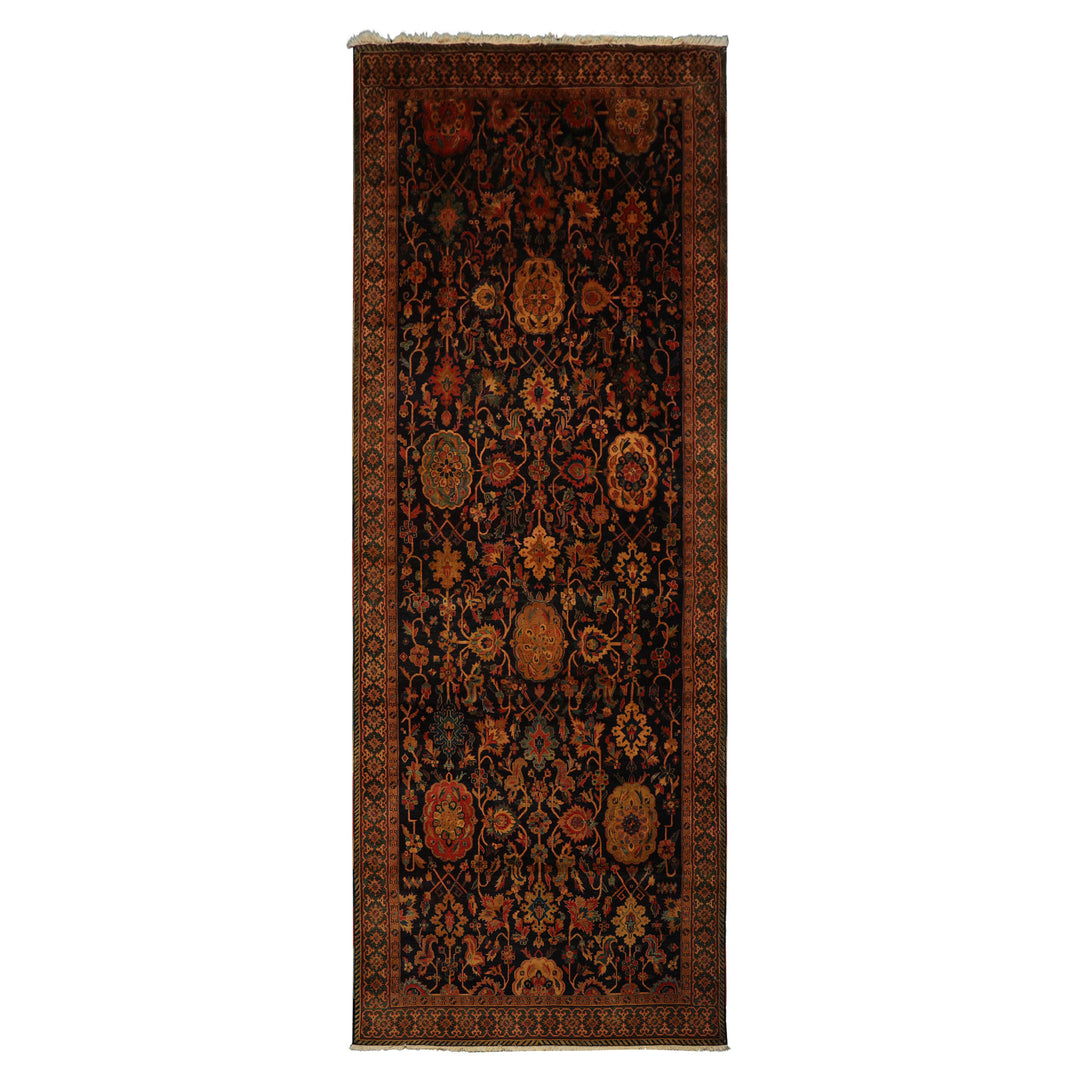 6x15 Dark Blue, Green, Peach Color Hand Knotted Peshawar Wool Traditional Oriental Rug