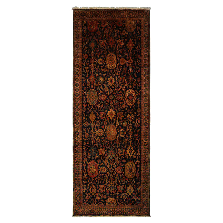 6x15 Dark Blue, Green, Peach Color Hand Knotted Peshawar Wool Traditional Oriental Rug
