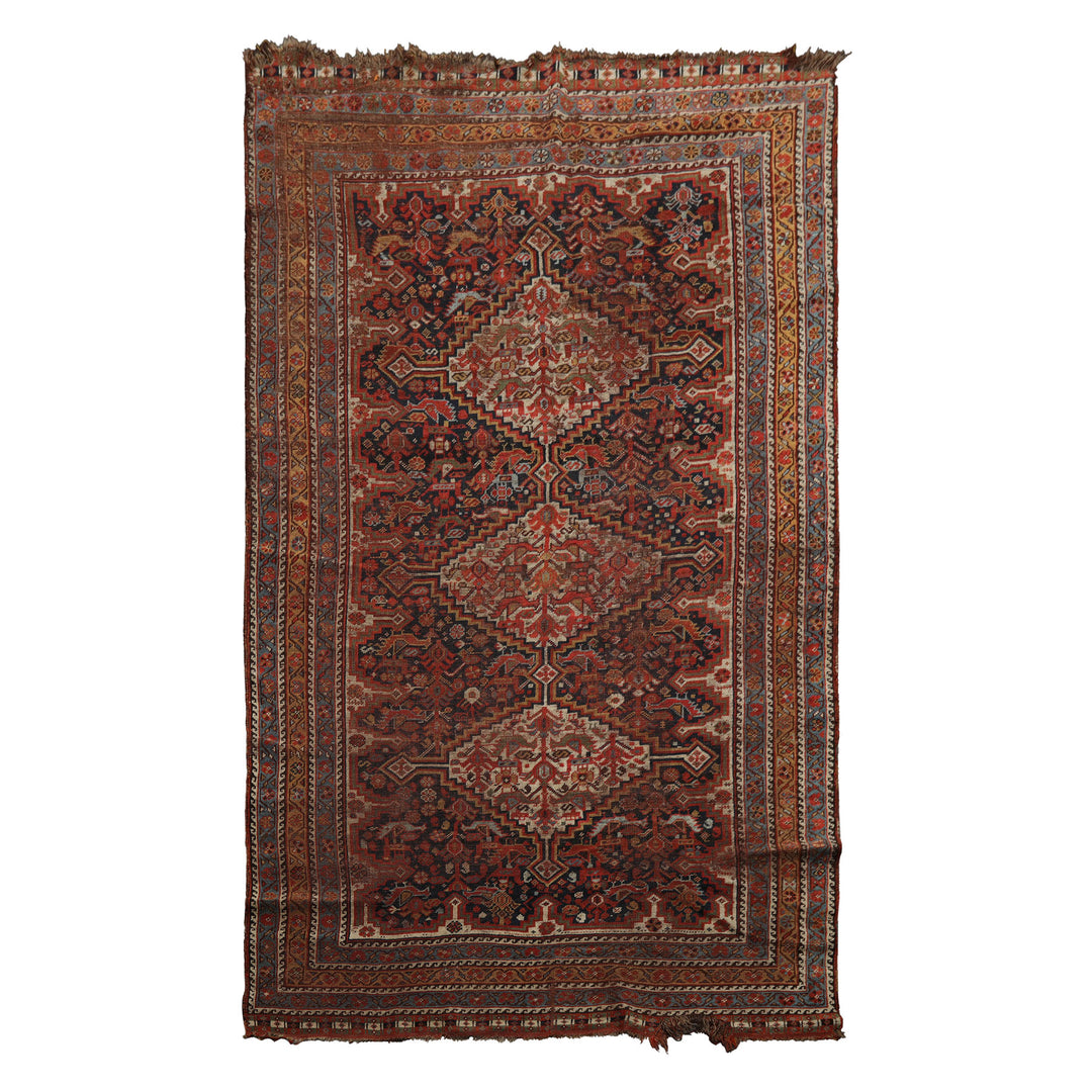 5x9 Charcoal, Beige, Rust Color Hand Knotted Antique Kazak Wool Traditional Oriental Rug
