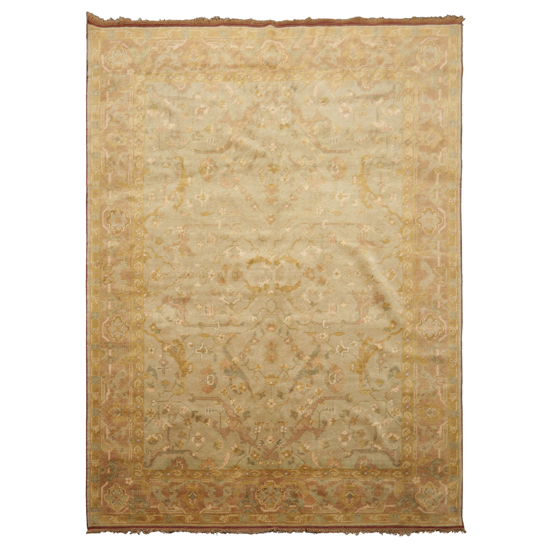 6x8 Mint, Gold, Taupe Color Hand Knotted Oushak Wool Traditional Oriental Rug