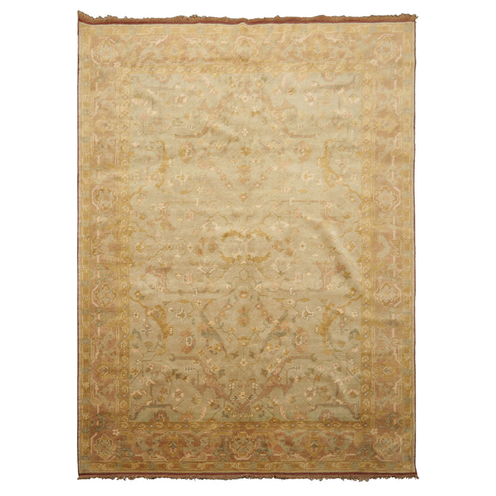 6x8 Mint, Gold, Taupe Color Hand Knotted Oushak Wool Traditional Oriental Rug