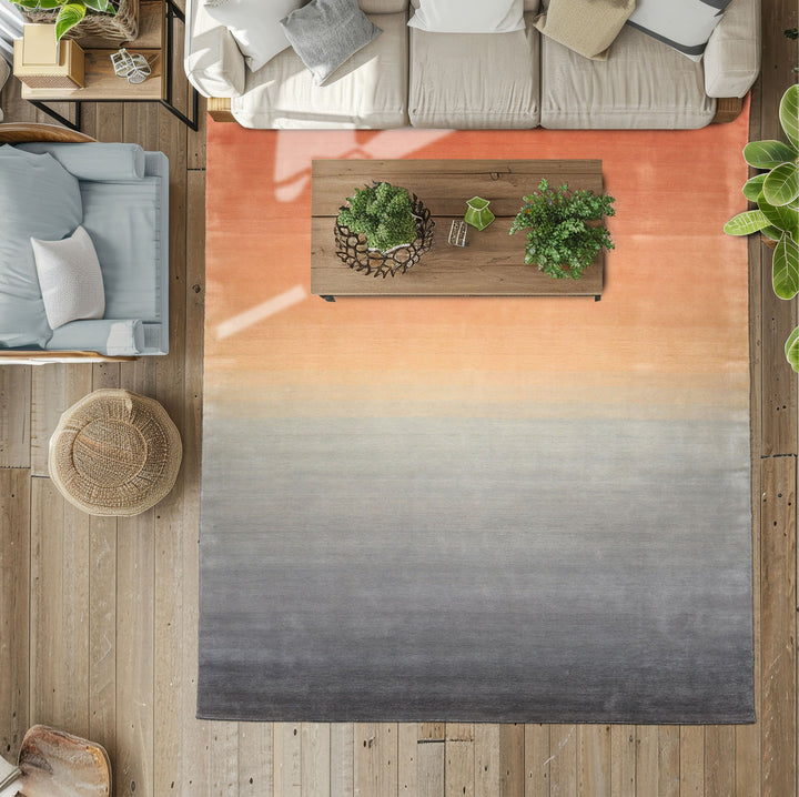 Multi Size Gray Peach Blush Color Hand Loomed Ombre Wool Modern & Contemporary Oriental Rug