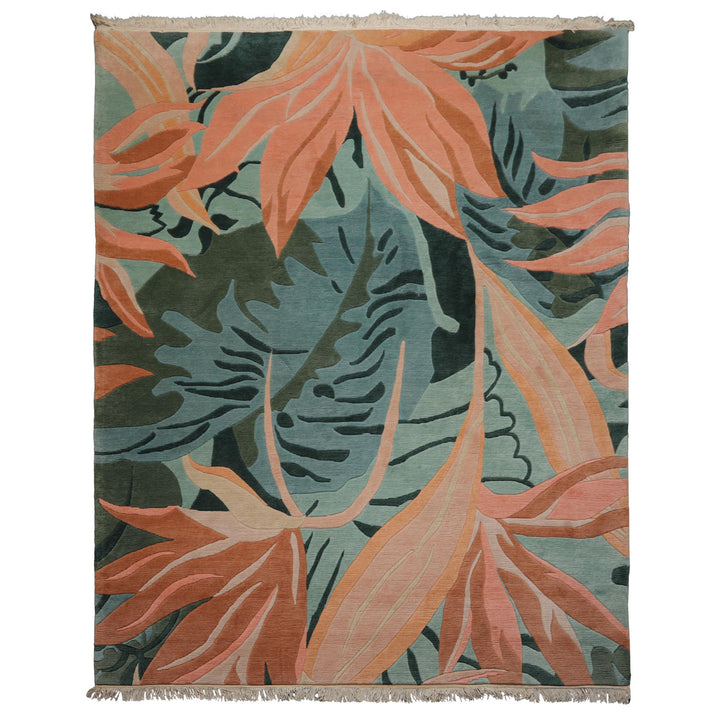 8x10 Turquoise, Aqua, Cream Color Hand Knotted Tibetan Wool Contemporary Oriental Rug