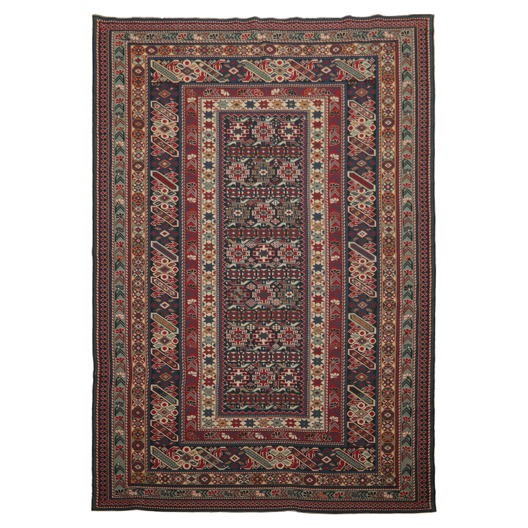 6x9 Teal, Raspberry, Ivory Color Hand Woven Kilim Wool Tribal Oriental Rug