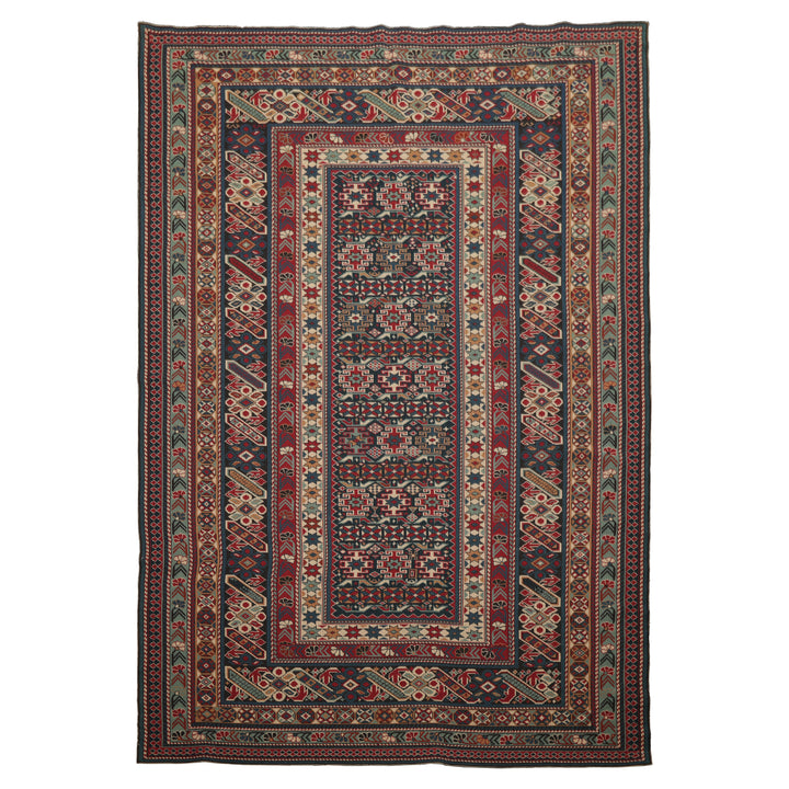 6x9 Teal, Raspberry, Ivory Color Hand Woven Kilim Wool Tribal Oriental Rug