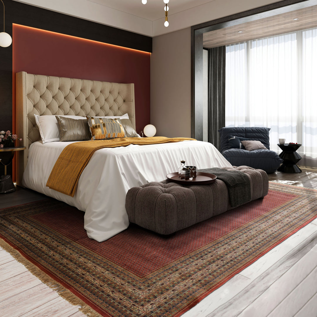 12x18 Rust, Rose, Beige Color Hand Knotted Paisley Wool Traditional Oriental Rug