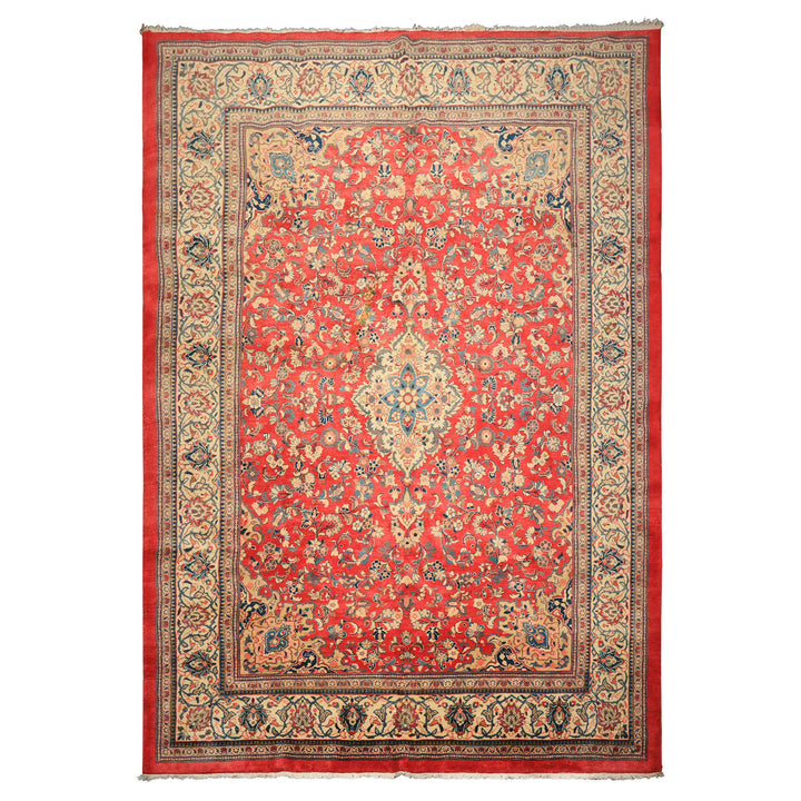 9x13 Rose, Ivory, Blush Color Hand Knotted Mahal Wool Traditional Oriental Rug