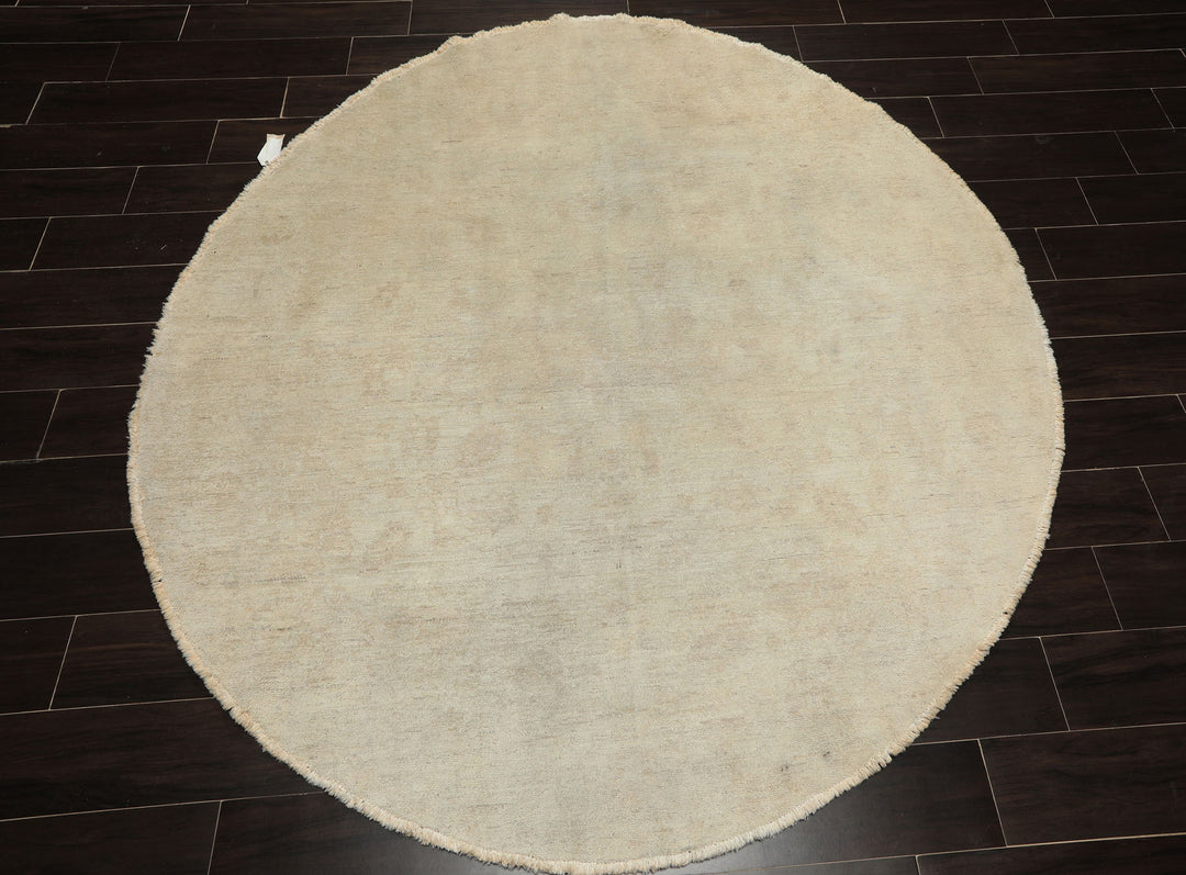 Round Gray, Beige, Color Hand Knotted Peshawar wool Modern & Contemporary Oriental Rug